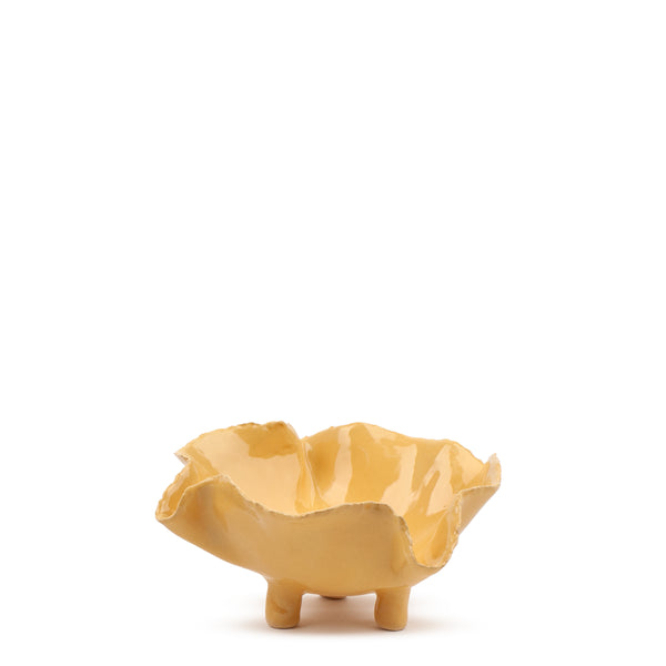 Ruffle Bowl with Legs <br> 
Yellow <br> 
(Ø 21.5 x H 9.5) cm