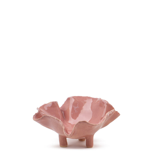 Ruffle Bowl with Legs <br> 
Pink <br> 
(Ø 22 x H 10) cm