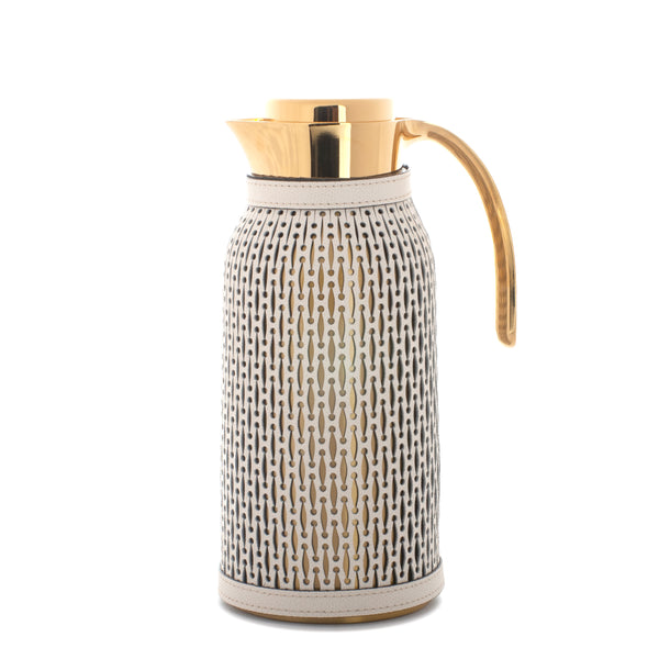 Diana Carafe with Leather Cover <br> Shiny Gold / Cream <br> 1.5 Liters