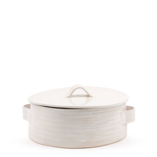 Striped Saucepan with Lid  <br> 
White <br> 
(Ø 25 x H 14) cm