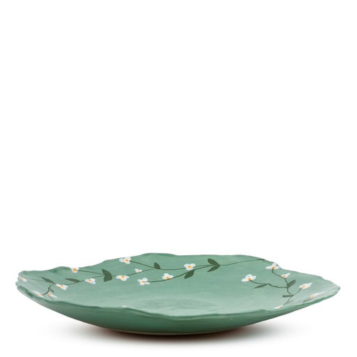Cherry Blossom Flat Dish <br> 
Sea Green <br> 
(Ø 42 x H 6) cm