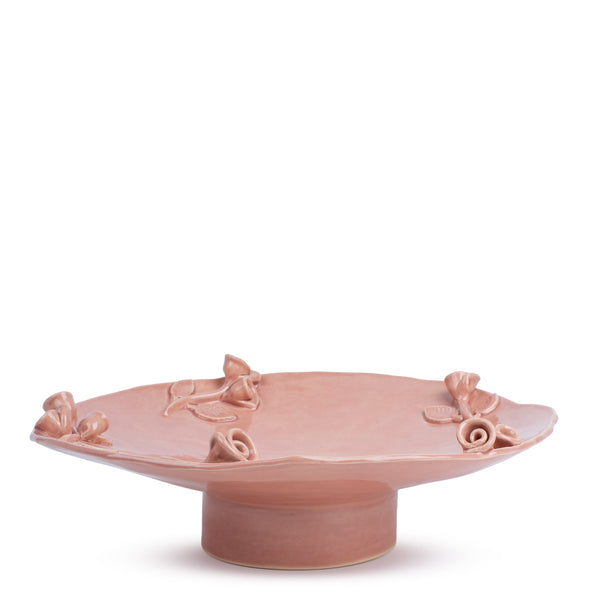 Roses Flat Dish on Stand <br>  
Pink
<br> ( Ø 40 x H 13) cm