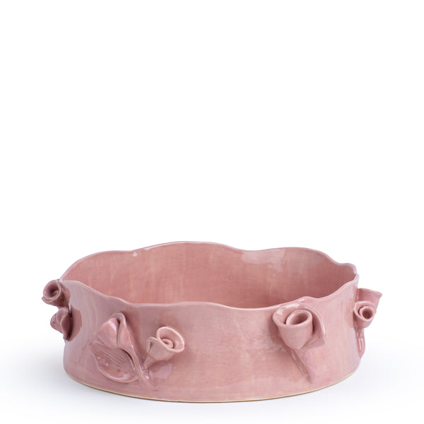 Roses Crafted Round Dish <br> 
Nude
<br> ( Ø 32 x H 10) cm