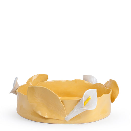 Lilies Round Dish <br>  
Yellow
<br> ( Ø 45 x H 11) cm