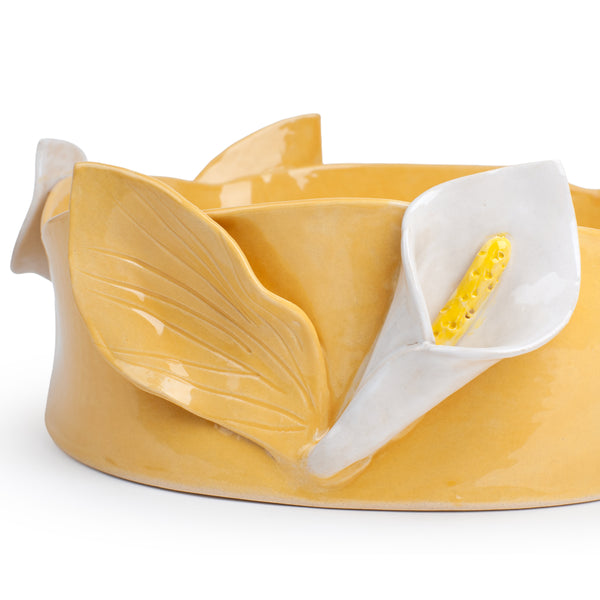 Lilies Round Dish <br> Yellow <br> (Ø 32 x H 11) cm