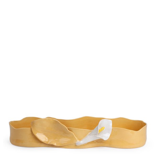 Lilies Long Dish <br> Yellow <br> ( L 60 x H 8) cm