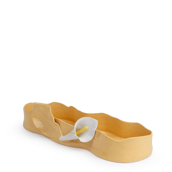 Lilies Long Dish <br> Yellow <br> ( L 60 x H 8) cm