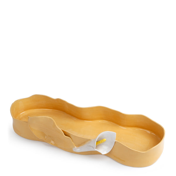 Lilies Long Dish <br> Yellow <br> ( L 60 x H 8) cm