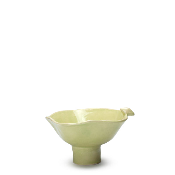 Bowl with Bird on Stand <br> Lime Green <br> (H 10.3) cm