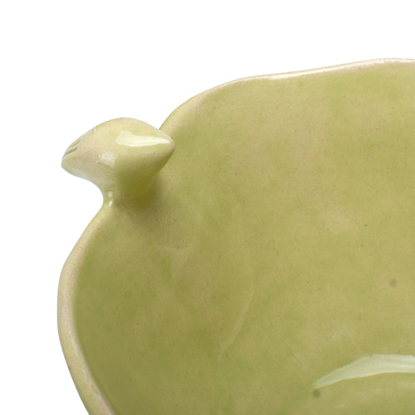 Bowl with Bird on Stand <br> Lime Green <br> (H 10.3) cm