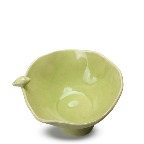 Bowl with Bird on Stand <br> Lime Green <br> (H 10.3) cm