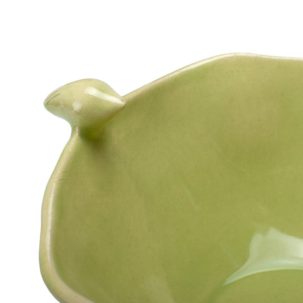 Bowl with Bird on Stand <br> Lime Green <br> (H 10.3) cm