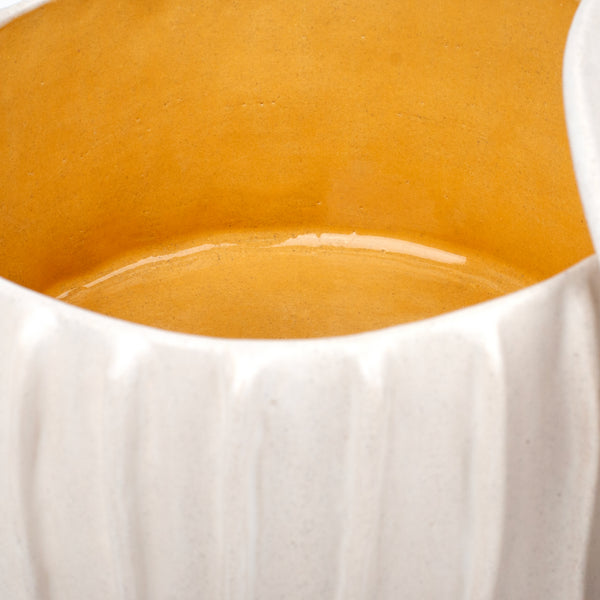 Pleated Saucepan with Lid <br> White / Yellow <br> (Ø 25 x H 18) cm