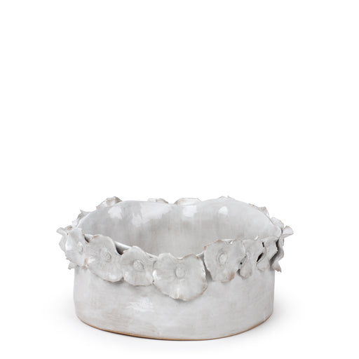 Flower Crafted Round Dish <br> Off White <br> (Ø 25 x H 11) cm