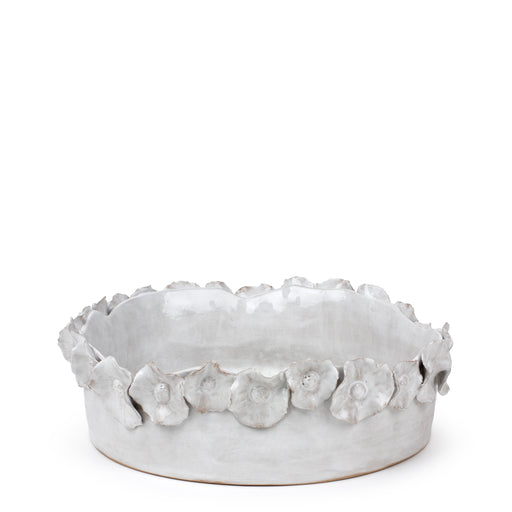 Flower Crafted Round Dish <br> Off White <br> (Ø 32 x H 10) cm