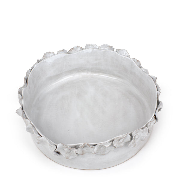 Flower Crafted Round Dish <br> Off White <br> (Ø 32 x H 10) cm