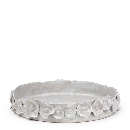Flower Crafted Round Dish <br> Off White <br> (Ø 40 x H 7.5) cm