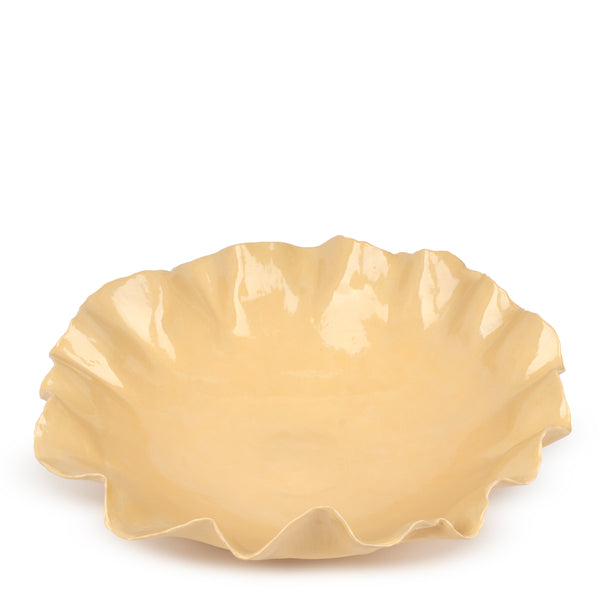 Ruffle Dish <br> Yellow <br> (Ø 50 x H 13) cm