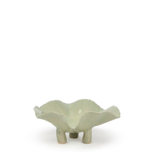 Ruffle Bowl with Legs <br> Light Green <br> (Ø 20 x H 10) cm