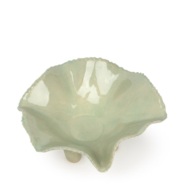 Ruffle Bowl with Legs <br> Light Green <br> (Ø 20 x H 10) cm