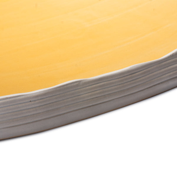 Oval Dish Low Border <br> Yellow / White <br> (L 48 x H 4) cm
