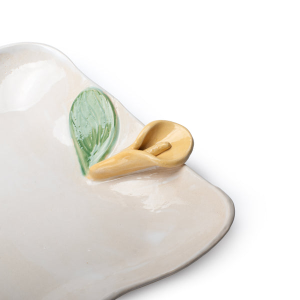 Lilies Rectangular Dish <br> White <br> (L 50 x H 4) cm