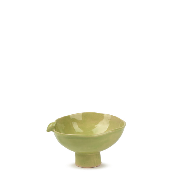Bowl with Bird on Stand <br> 
Lime Green
<br> (H 11) cm