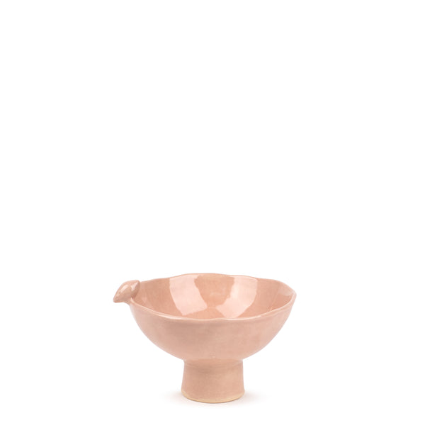 Bowl with Bird on Stand <br> 
Pastel Pink
<br> (H 11) cm