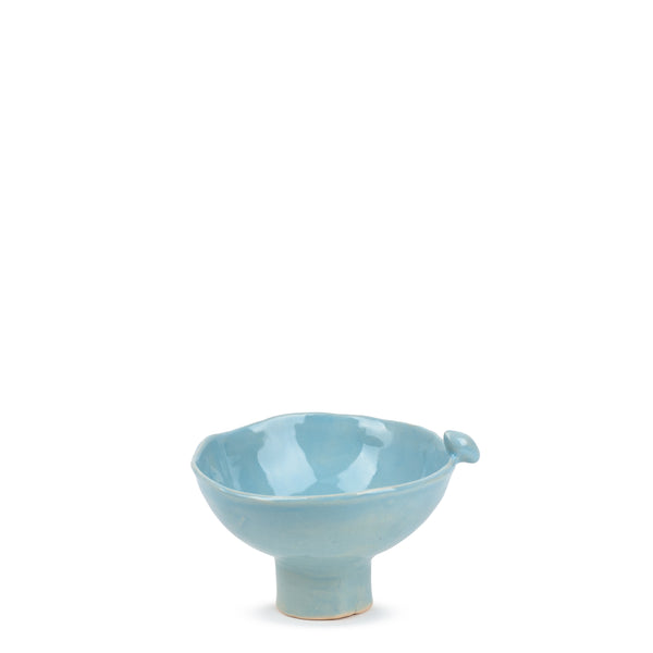 Bowl with Bird on Stand <br> 
Pastel Blue
<br> (H 11) cm