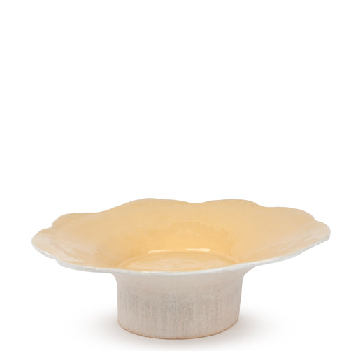 Flat Dish on Stand <br> Pastel Yellow <br> (Ø 36 x H 12.5) cm