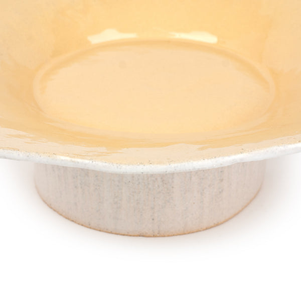 Flat Dish on Stand <br> Pastel Yellow <br> (Ø 36 x H 12.5) cm