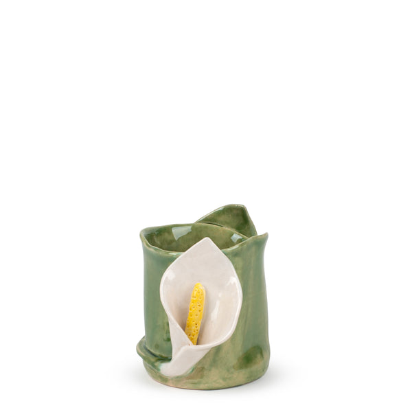 Lilies Vase <br> Moss Green <br> (Ø 12 x H 14) cm