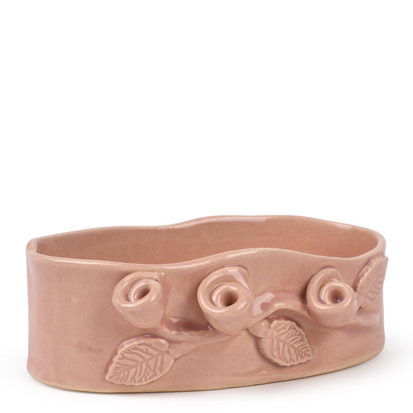 Roses Crafted Oval Bowl <br> Nude <br> (Ø 17 x H 6) cm