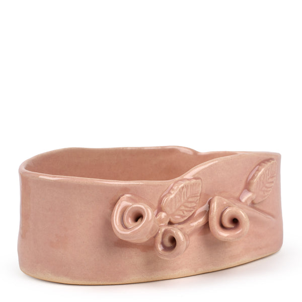 Roses Crafted Oval Bowl <br> Nude <br> (Ø 17 x H 6) cm