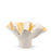 Deep Stripes Ruffle Dish on Stand <br>
White / Yellow <br>
(Ø 47 x H 27) cm