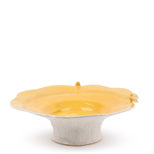Flat Dish with Birds on Stand <br>
Pastel Yellow <br>
(Ø 35 x H 13) cm