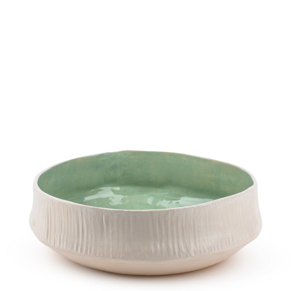 Bicolore Round Dish <br>
White / Light Green <br>
(Ø 35 x H 14) cm