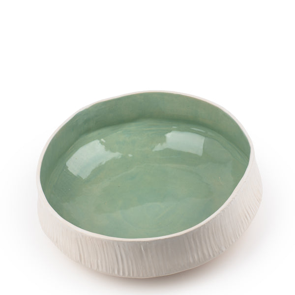 Bicolore Round Dish <br>
White / Light Green <br>
(Ø 35 x H 14) cm