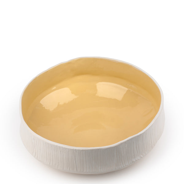 Bicolore Round Dish <br>
White / Pastel Yellow <br>
(Ø 35 x H 14) cm