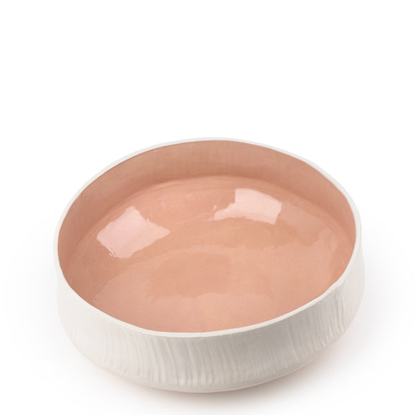 Bicolore Round Dish <br>
White / Pink <br>
(Ø 35 x H 14) cm