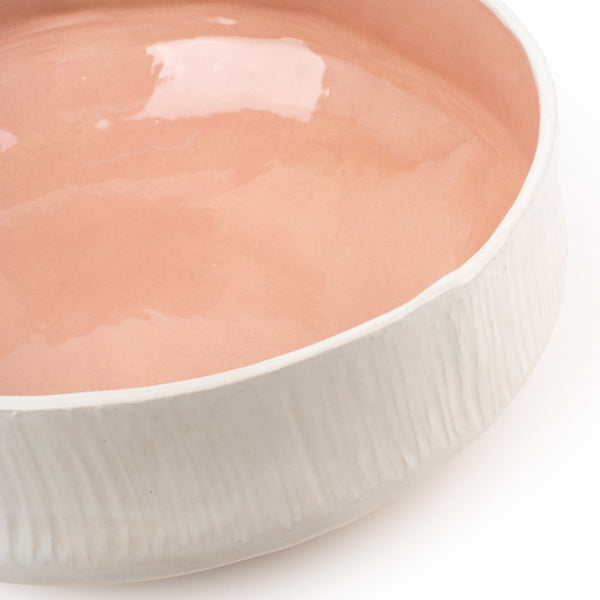 Bicolore Round Dish <br>
White / Pink <br>
(Ø 35 x H 14) cm