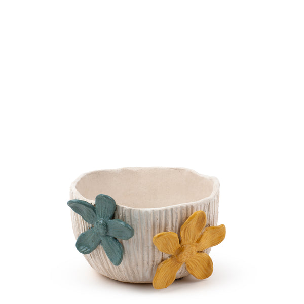 Low Decorative Flower Pot <br>
White <br>
(Ø 22 x H 13) cm