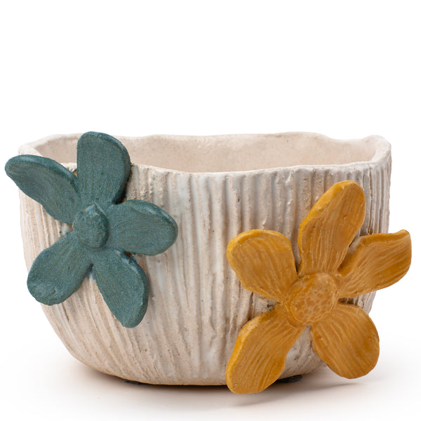 Low Decorative Flower Pot <br>
White <br>
(Ø 22 x H 13) cm