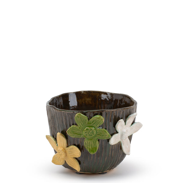 High Decorative Flower Pot <br>
Olive Brown <br>
(Ø 22 x H 16) cm