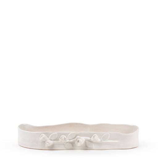 Roses Crafted Oval Bowl <br>
White <br>
(Ø 42 x H 7) cm