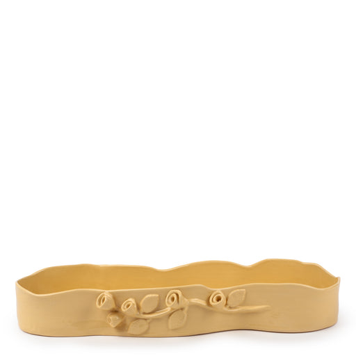 Roses Crafted Long Dish <br>
Pastel Yellow <br>
(L 60 x H 9) cm
