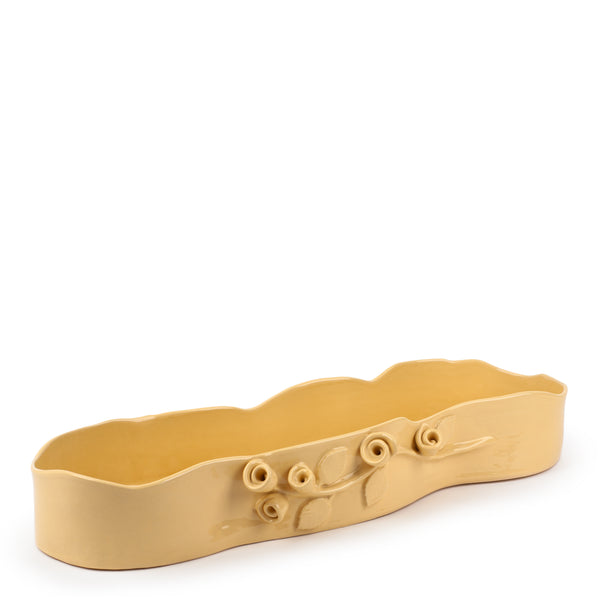 Roses Crafted Long Dish <br>
Pastel Yellow <br>
(L 60 x H 9) cm