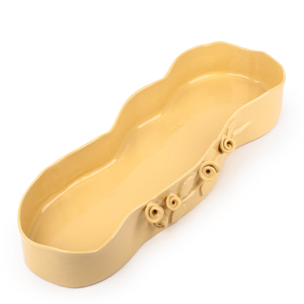 Roses Crafted Long Dish <br>
Pastel Yellow <br>
(L 60 x H 9) cm