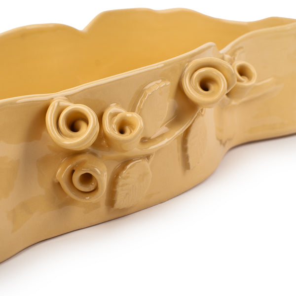 Roses Crafted Long Dish <br>
Pastel Yellow <br>
(L 60 x H 9) cm