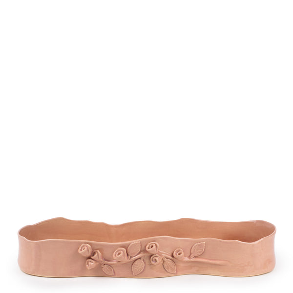 Roses Crafted Long Dish <br>
Pink <br>
(L 60 x H 9) cm